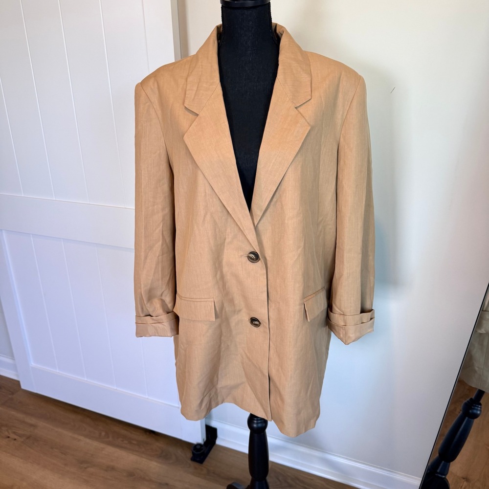 ASOS DESIGN Womens Oversized Blazer Tan Camel Two Button Jacket US 10 10088825